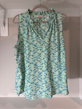 LOFT Multi-Blue Mosaic Sleeveless Blouse
